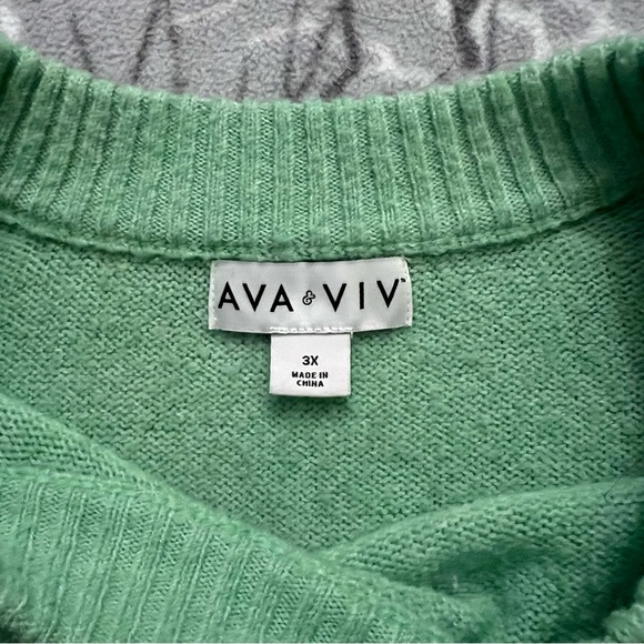 Ava & Viv Lime Green Crewneck Pullover Sweater 3X - Picture 3 of 5
